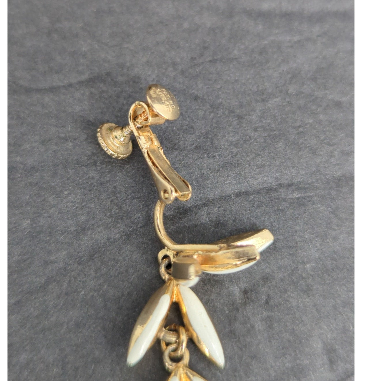 Vintage Gold Tone Faux Pearl Rhinestone Screw Back Clip On Earrings 1960s Glam