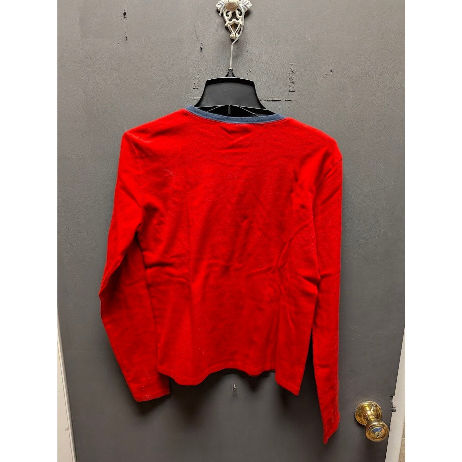 New Vintage Polo Jeans Large red blue long sleeve cotton tshirt Womens NOS Tee
