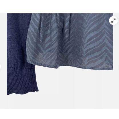 CURRENT AIR Layered Peplum Look LARGE Crew Neck Sweater In Navy pullover NEW