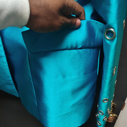 EY Boutique Teal Skirt Suit 16 Turquoise Grommet Edgy Y2K Power Dressing