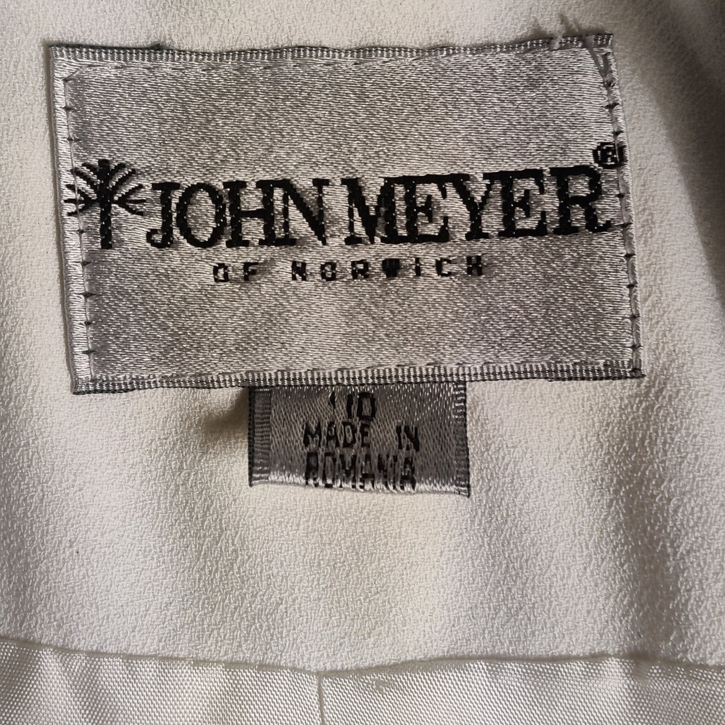 John Meyer of Norwich Vintage White Flapper Embroidered Shawl Blazer 10 Art Deco