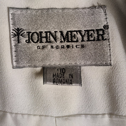 John Meyer of Norwich Vintage White Flapper Embroidered Shawl Blazer 10 Art Deco