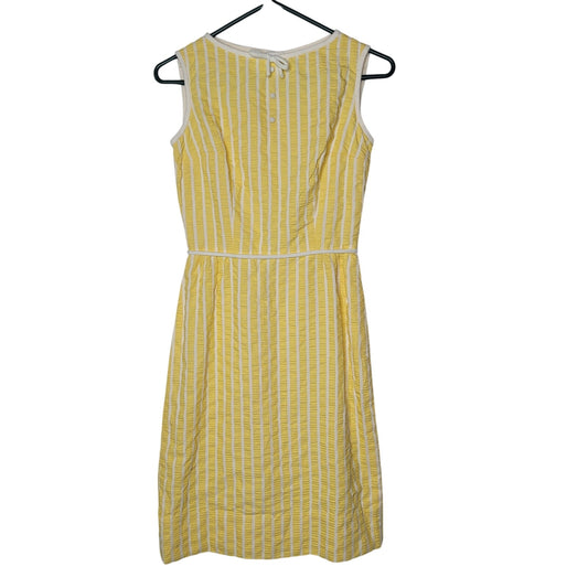 Vintage Yellow White Summer Sleeveless dress LANZ textured Small/Medium