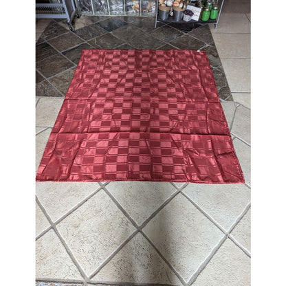 Vintage polyester BURGUNDY TABLECLOTH 58" X 99" rectanglular wOVEN squares