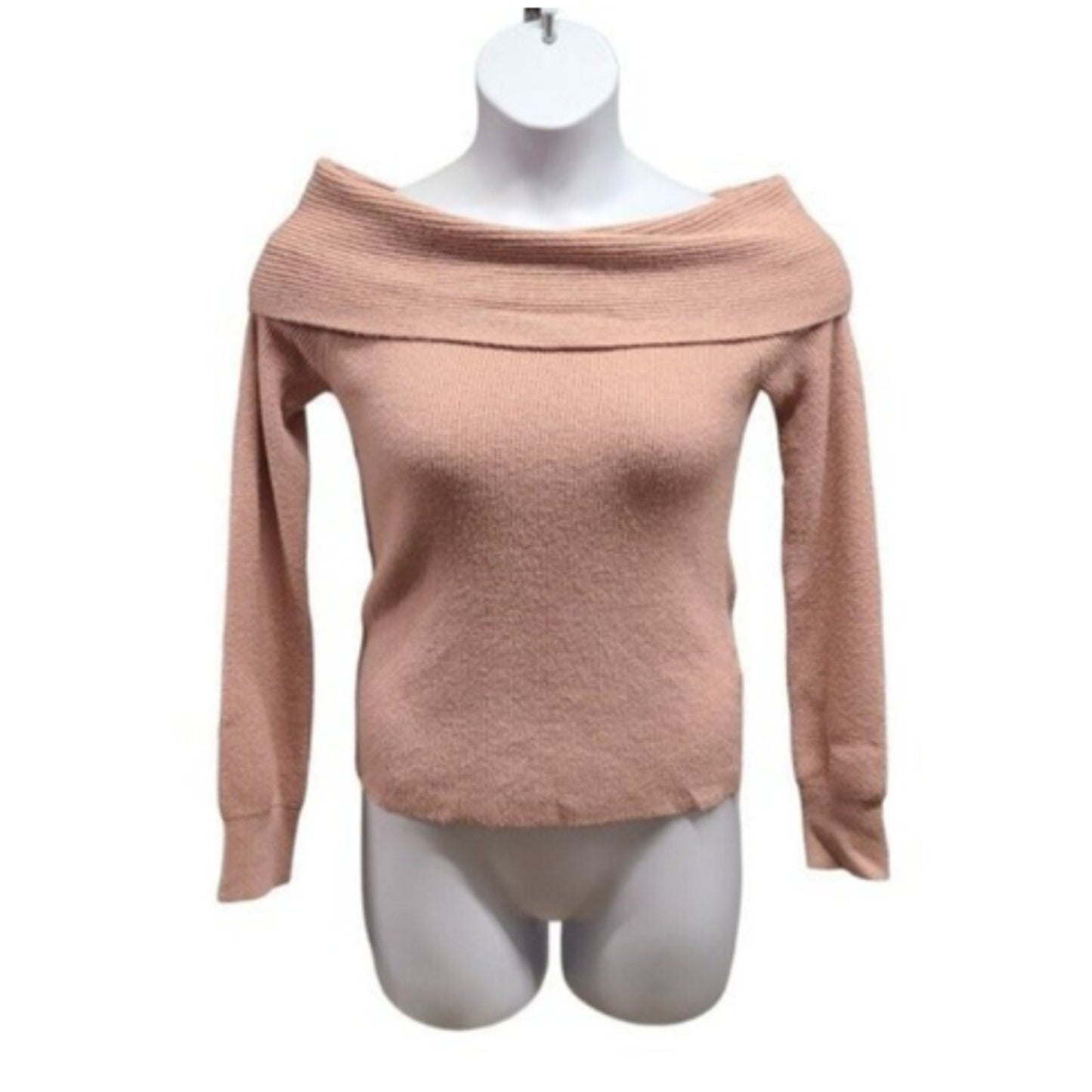 Leith Sweater Size XXS Cowl Neck Pink Adobe ribbed cuff Sleeve NEW $59