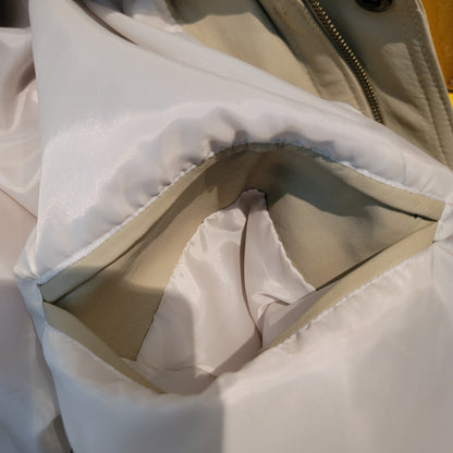Vintage Grandpa Zip Up Jacket Cream Faux Leather Mens Large Pockets