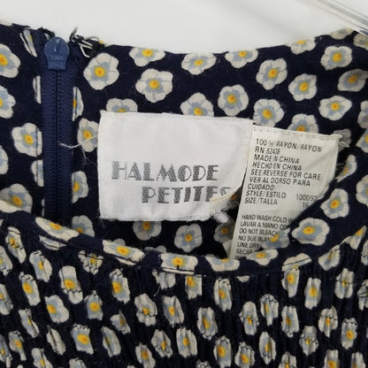 Halmode Petites SMocked Short Sleeve Floral Size 16 Dress shoulder pads PRAIRIE