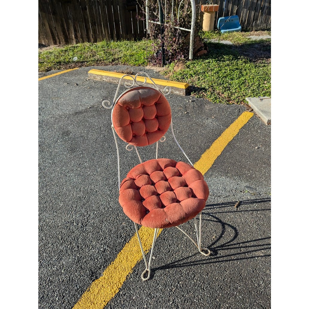 Secondhand Sandies: Metal tufted vanity boudoir chair