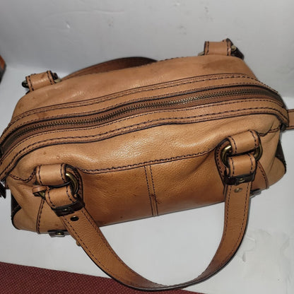 Fossil Brown leather purse handbag Preowned Shoulder bag aged