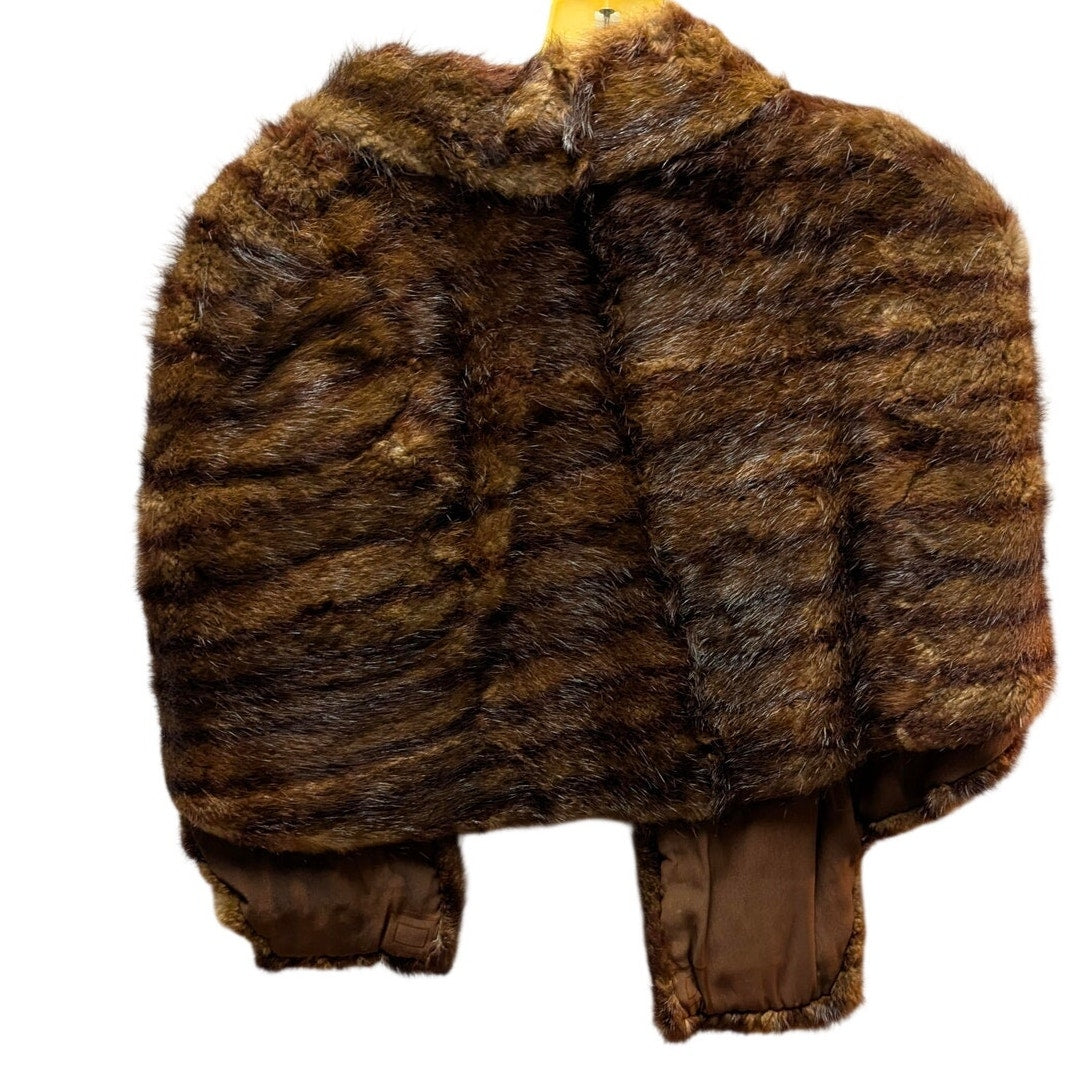 Vintage Elynor Cain Mink Fur Capelet Cropped Stole Shrug Wrap Hollywood Retro