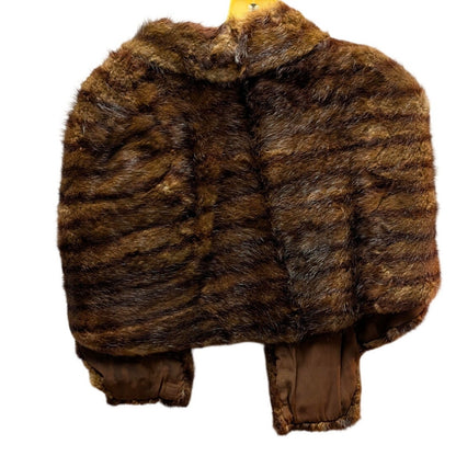 Vintage Elynor Cain Mink Fur Capelet Cropped Stole Shrug Wrap Hollywood Retro