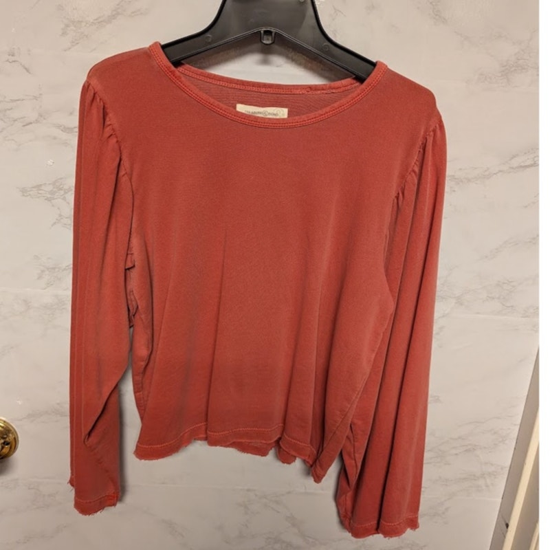 Treasure Bond Size XL (14-16) youth girls cotton long sleeve top Red weathered