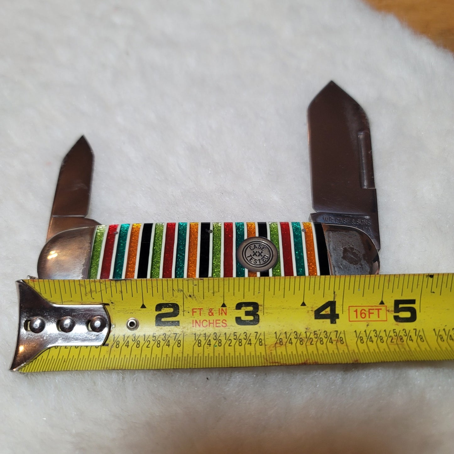 Case Classic XX 72050 Sunfish Elephant Toenail Knife Glitter Rainbow Stripe Fold