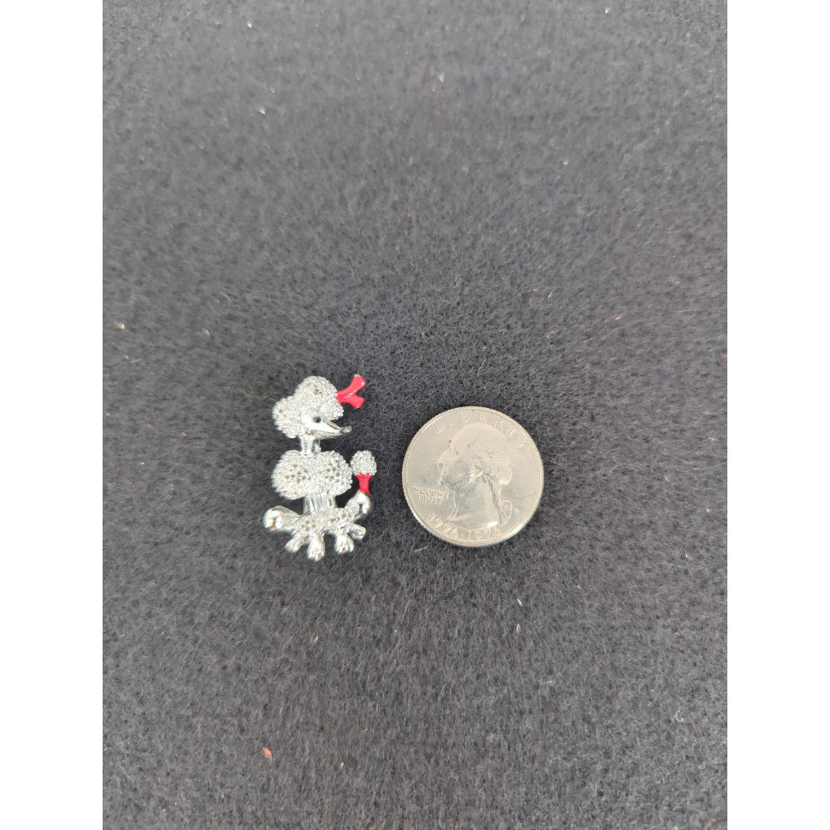 Vintage Silver-Tone Textured Poodle Dog Brooch Pin