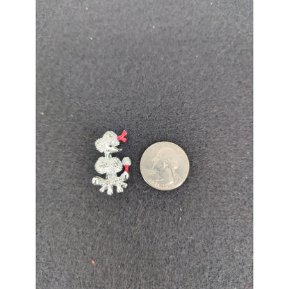 Vintage Silver-Tone Textured Poodle Dog Brooch Pin
