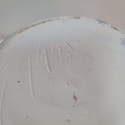 handcrafted incised vase blue white tree of life signed 1981 two trees Chuppah