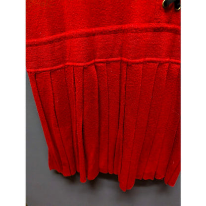 Vintage Red Knit Drop Waist Sweater Dress Black Grommet X Detail Large Retro