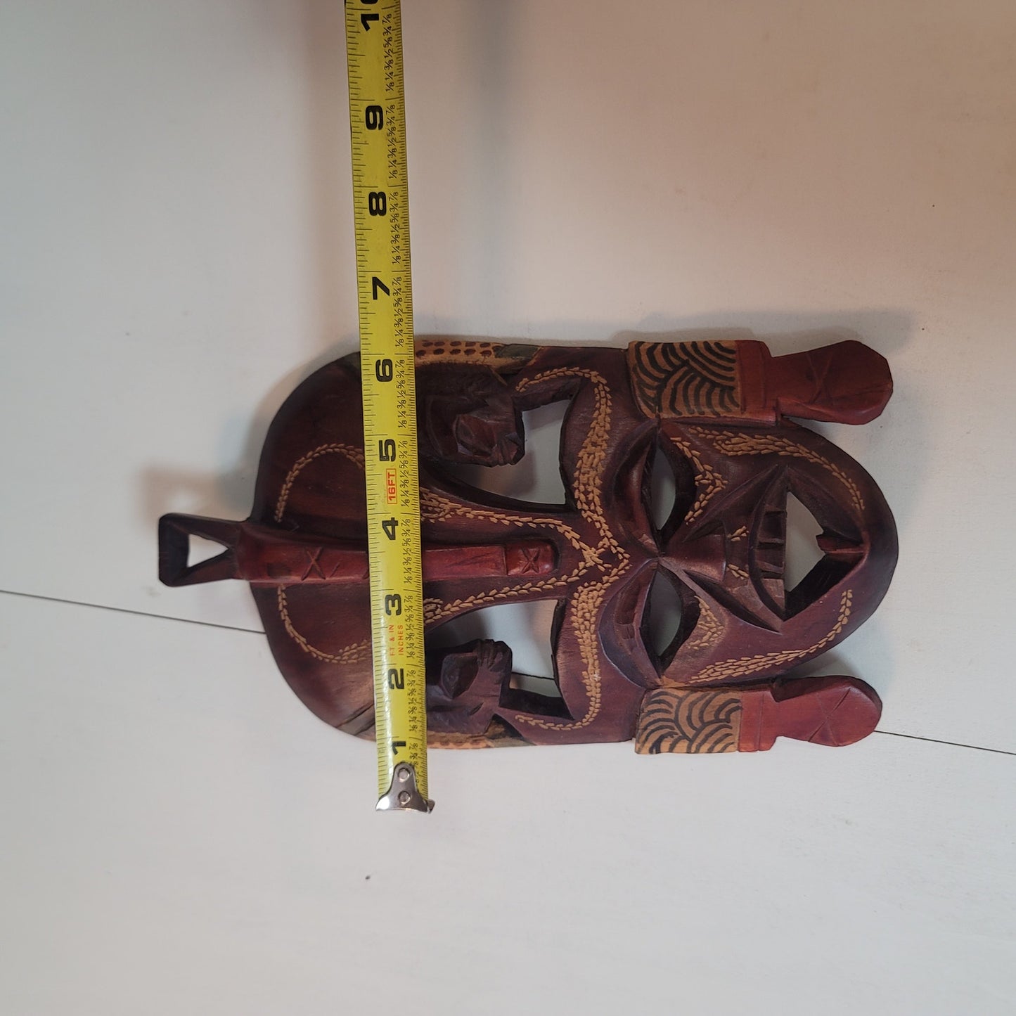 Wooden Hand Carved African Tribal Mask Folk Art Wall Hangar Decor WOOD PAINTED