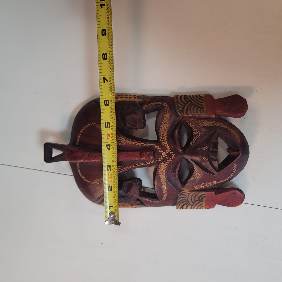 Wooden Hand Carved African Tribal Mask Folk Art Wall Hangar Decor WOOD PAINTED