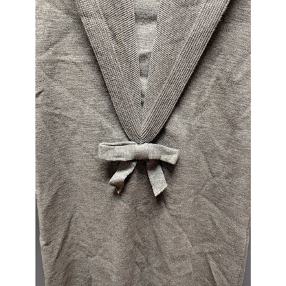 Vintage Barbara Carol Wool Knit Maxi Dress Grey Sailor Collar Bow Accent Medium
