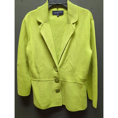 Jones New York Signature Lime Green Knit Cardigan Jacket Size Medium peplum