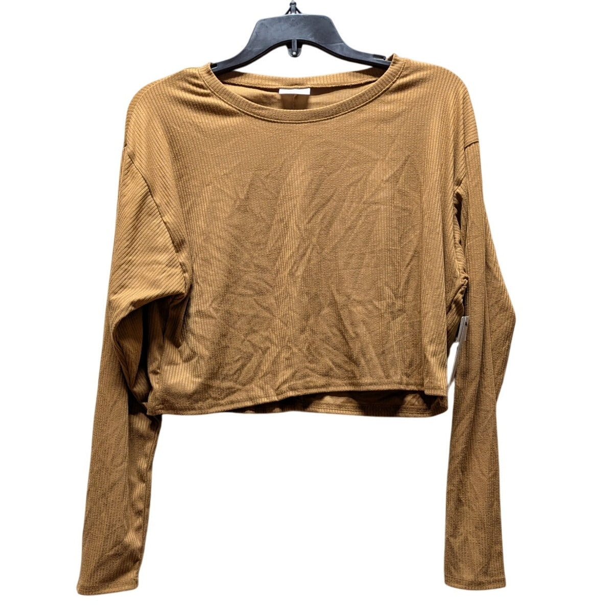 Abound Ribbed Long Sleeve Stretchy Crop Top Tan Dale Size SMALL NEW lightweight