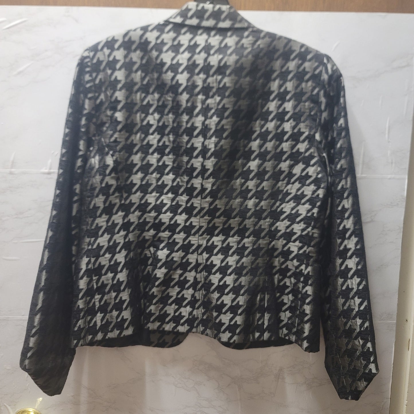 Louben Houndstooth Wool Blend Blazer Jacket Size 10 Vintage Dark Academia Chic