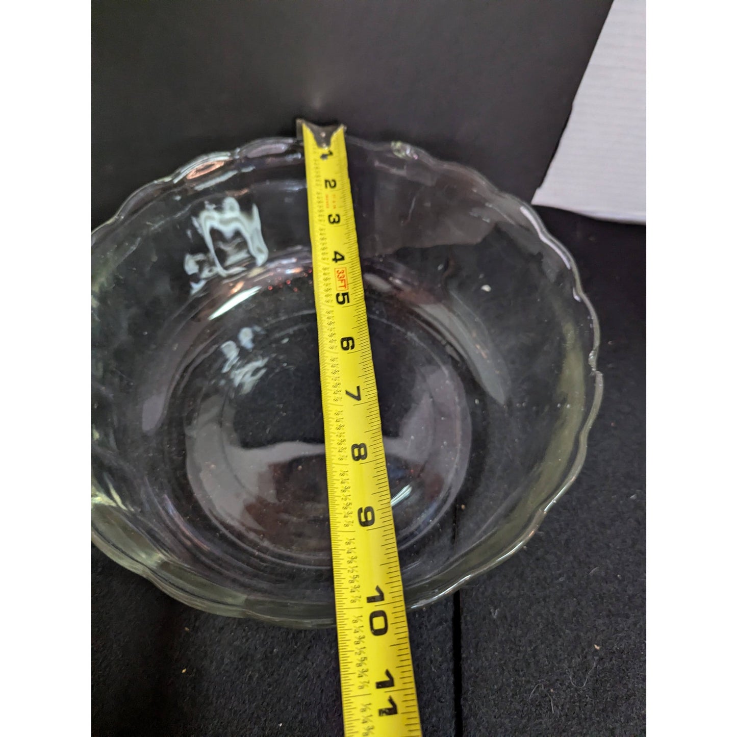 Vintage Clear Glass Scalloped Rim Serving Bowl 10" Large Salad Fruit