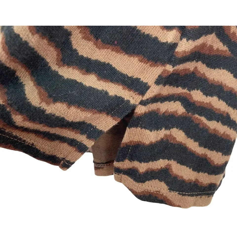 Sanctuary V-Neck Pocket Pullover Sweater Top XL/Extra Large in Tiger Stripe NWT