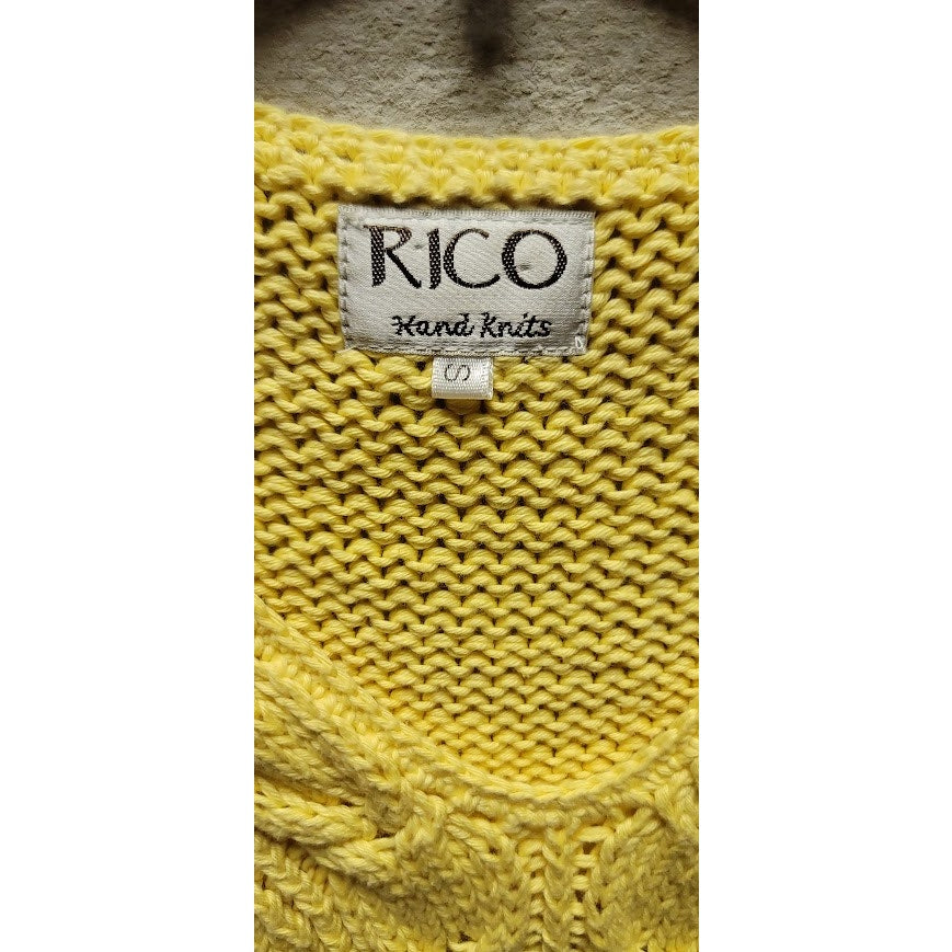 Rico Hand Knits Size Small Yellow Vest Sleeveless sweater pullover