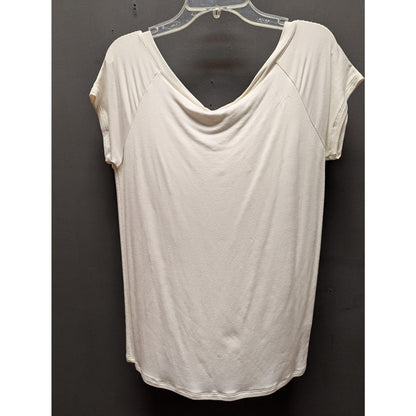 KNITIS casual white short sleeve Tee t-shirt womens Size Medium V-Neck