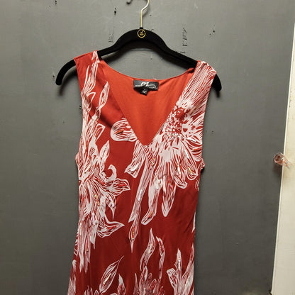 Midnight Velvet 90s Large Sleeveless floral red white maxi dress travel holiday