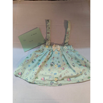 Vintage Novelty Baby Print Overall Dress Green 12 Months