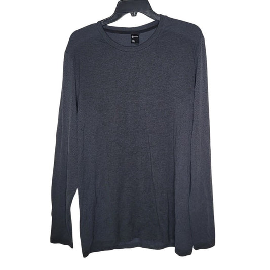 zella charcoal black oxide melange long sleeve crew neck breathable Size XL NEW