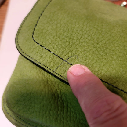 COACH Chelsea Y2K W Green Shoulder Bag Suede Carmel Leather Vintage Flap Front