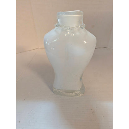 Vintage Y2K Frosted Glass Female Bust Torso Vase Clear Necklace Statue 10"