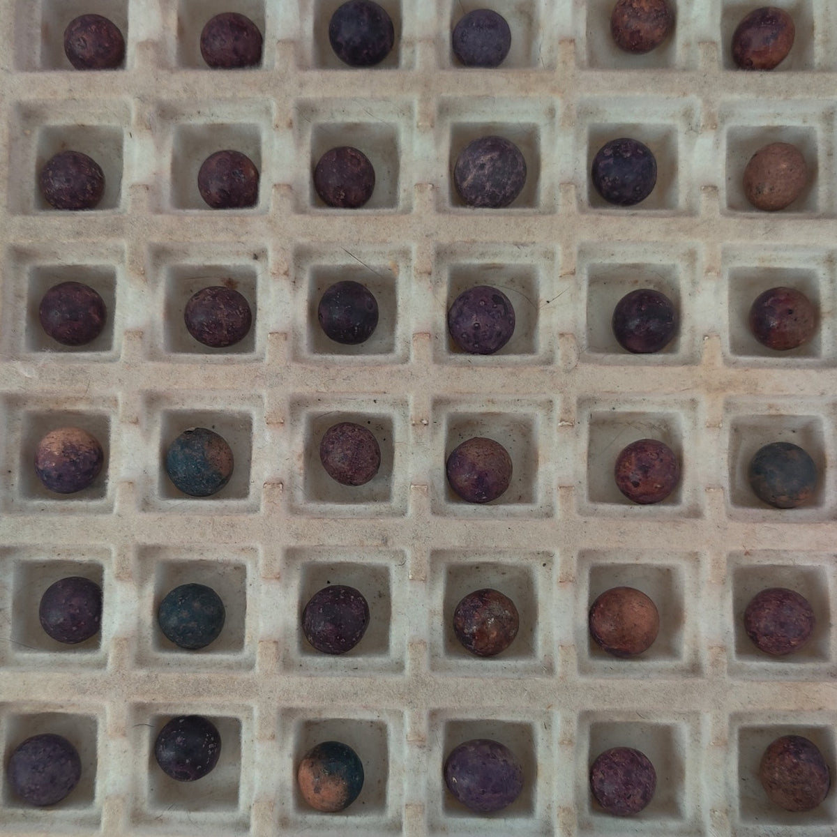 Antique German Handmade Clay Marbles Bulk Job Lot of 36 purples Player 9/16" #H9