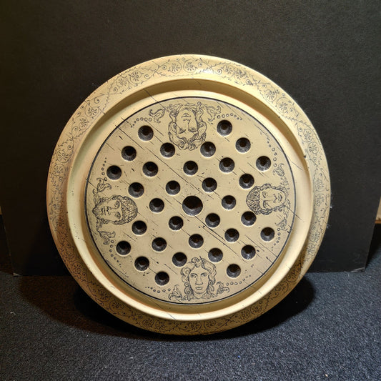 Scrimshaw Solitaire Game Board Vintage Played with Marbles Single Player