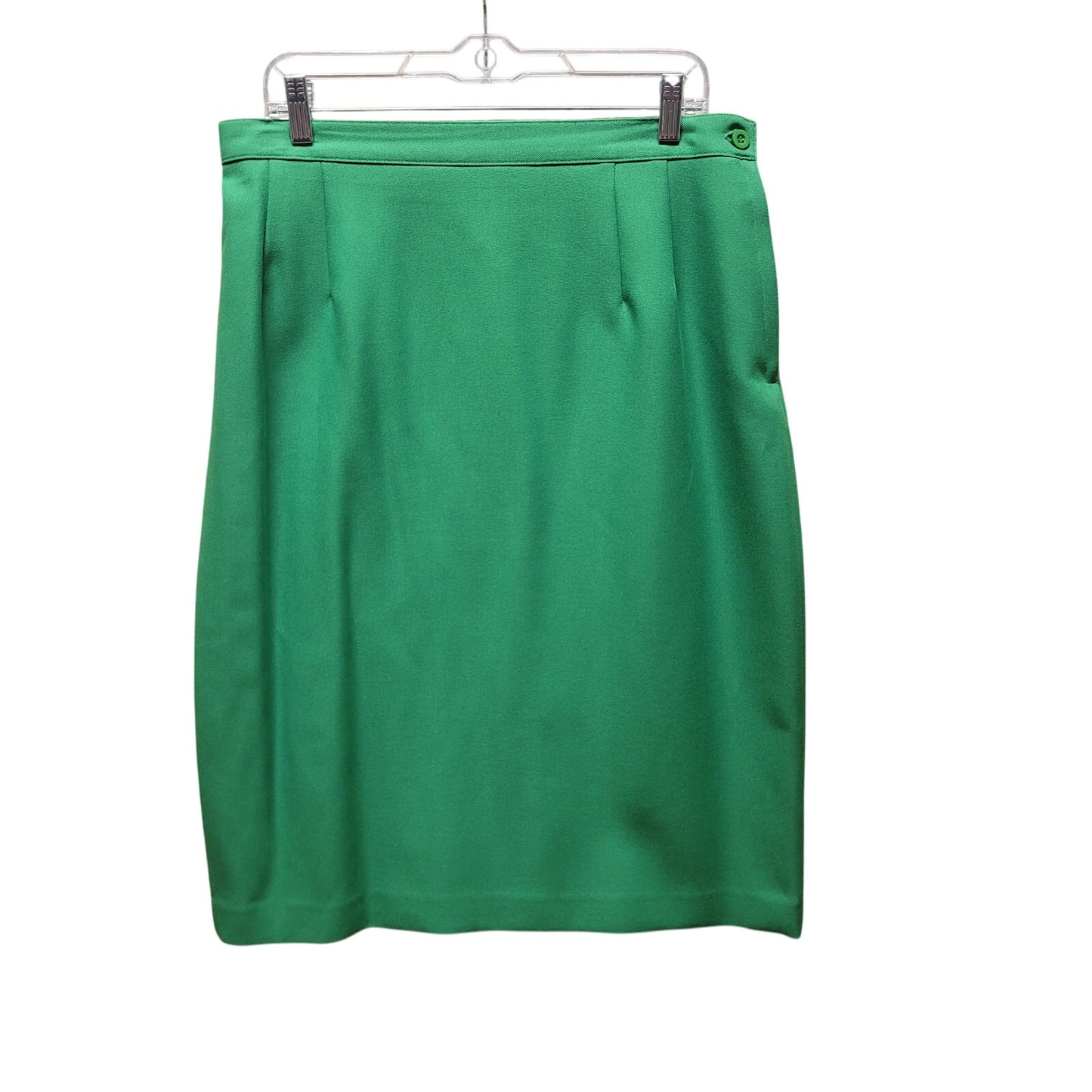 Vintage Leslie fay skirt green side zip button 1980s Knee Length Size 16 wiggle