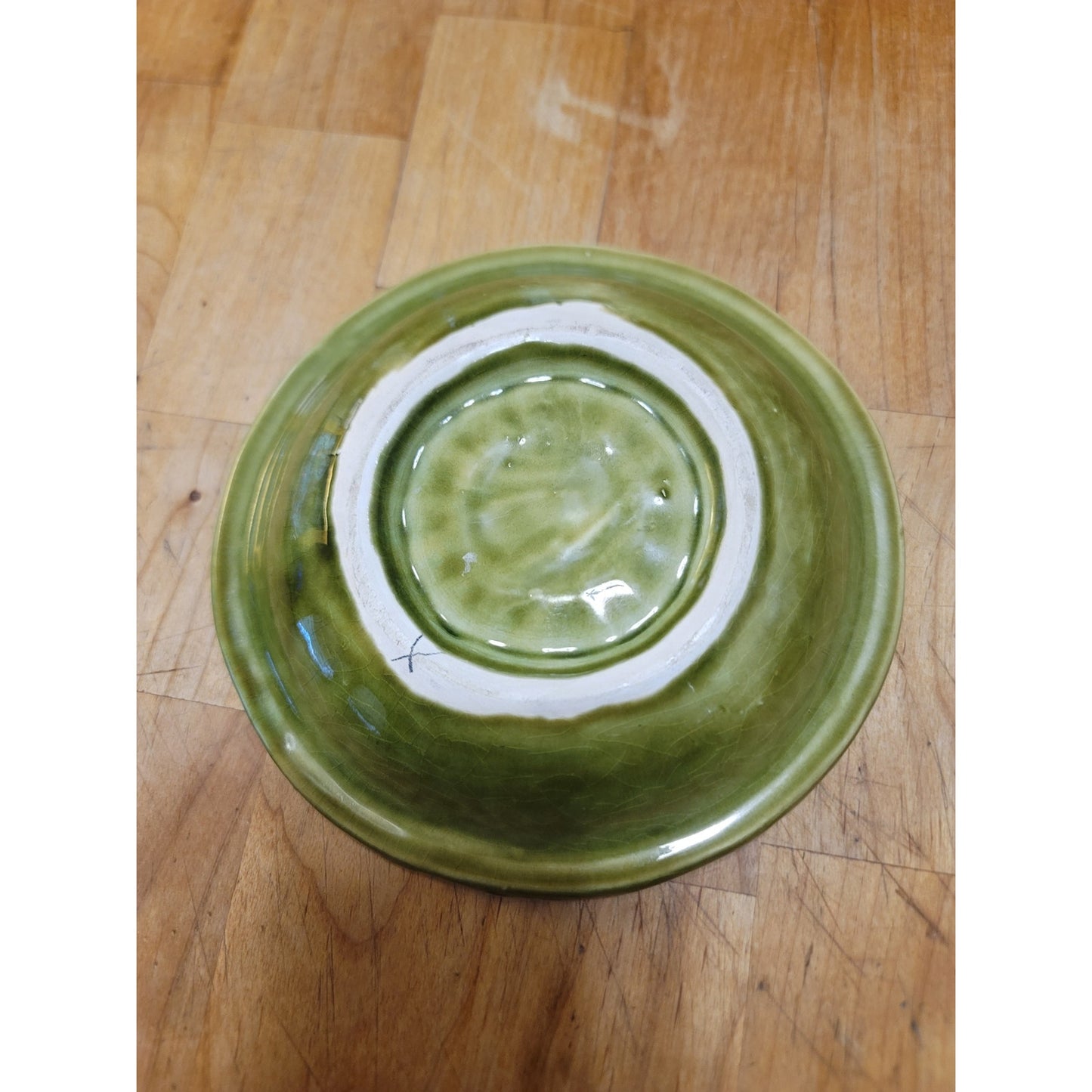 Vintage Olive Green Ceramic Sunburst Ashtray / Coin Dish