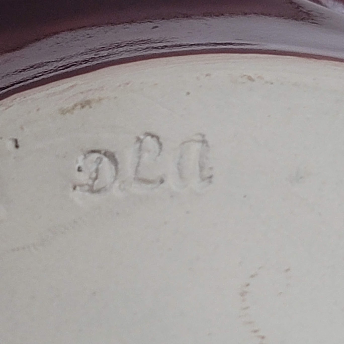 Handmade pottery tray Signed DLA double handled bowl  Earthenware 2 tone
