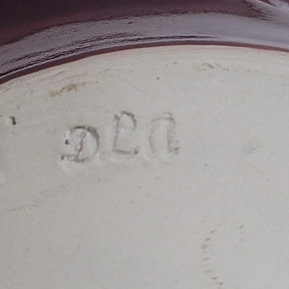 Handmade pottery tray Signed DLA double handled bowl  Earthenware 2 tone