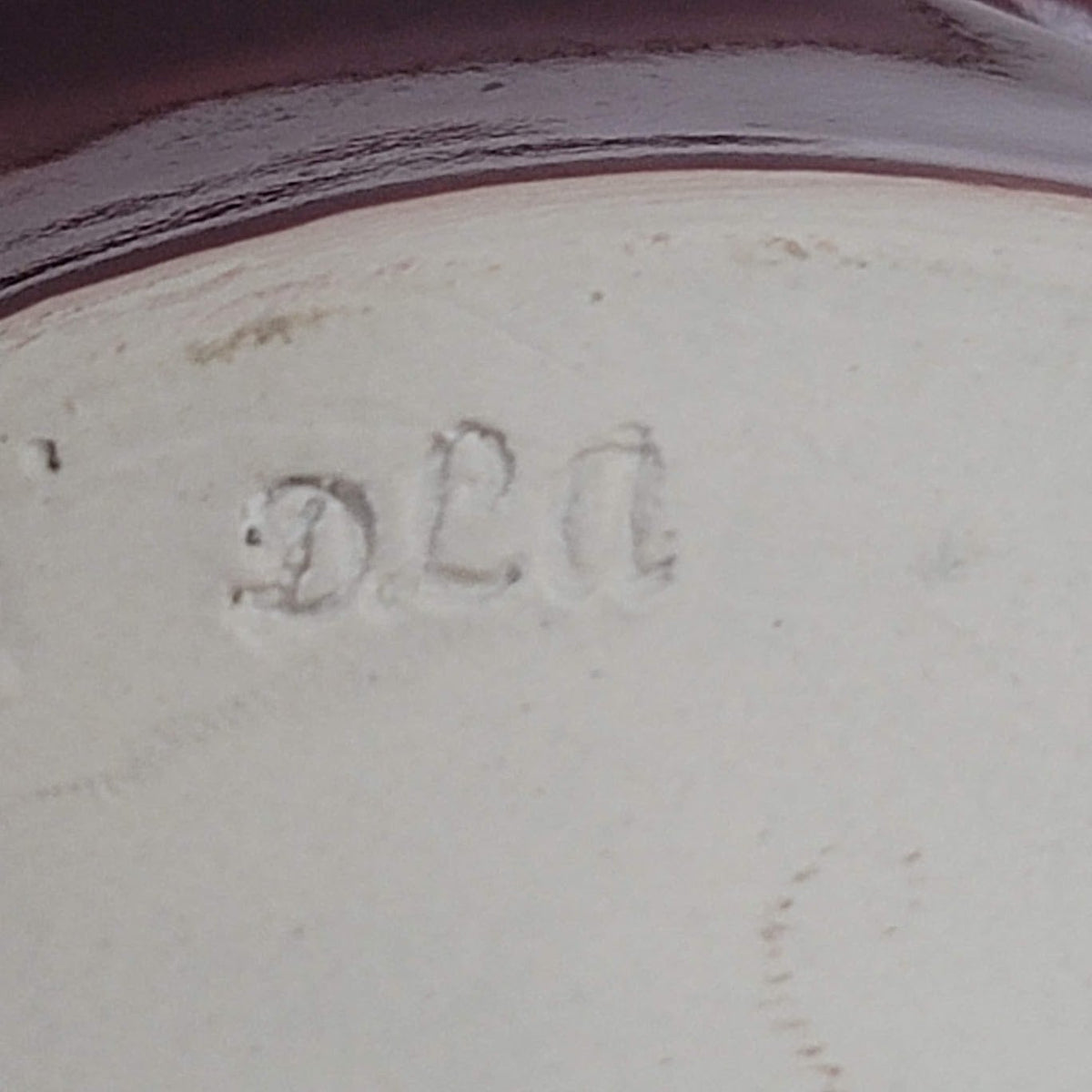 Handmade pottery tray Signed DLA double handled bowl  Earthenware 2 tone