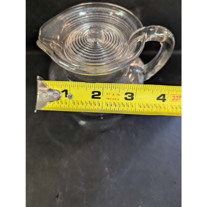 Vintage glass pitcher with lid creamer Hand blown with air bubbles 5.5" tall