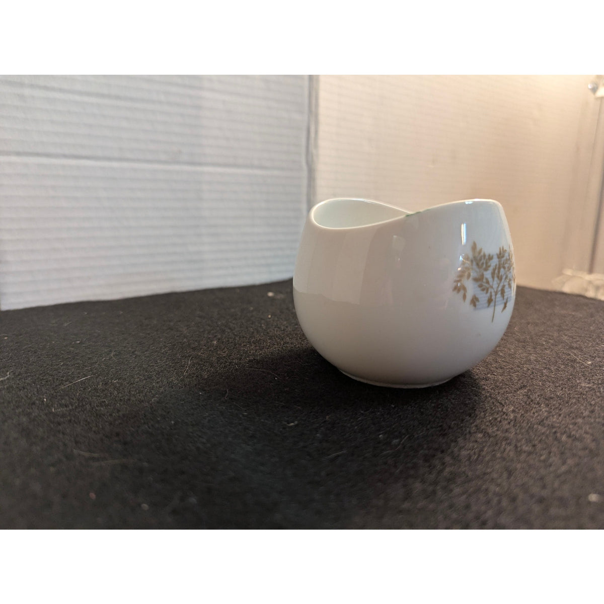 Vintage Thomas Bavaria Germany Porcelain Gold open Sugar Bowl Skeleton leaf