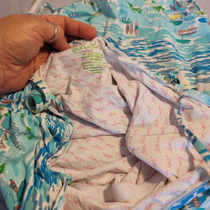 HTF Lilly Pulitzer HIGH TIDE one piece Rita swimsuit Size XL side Ruching NICE