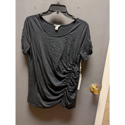 Caslon Casual Size Medium black crew Neck short Sleeve Tee Tshirt Ruched Side
