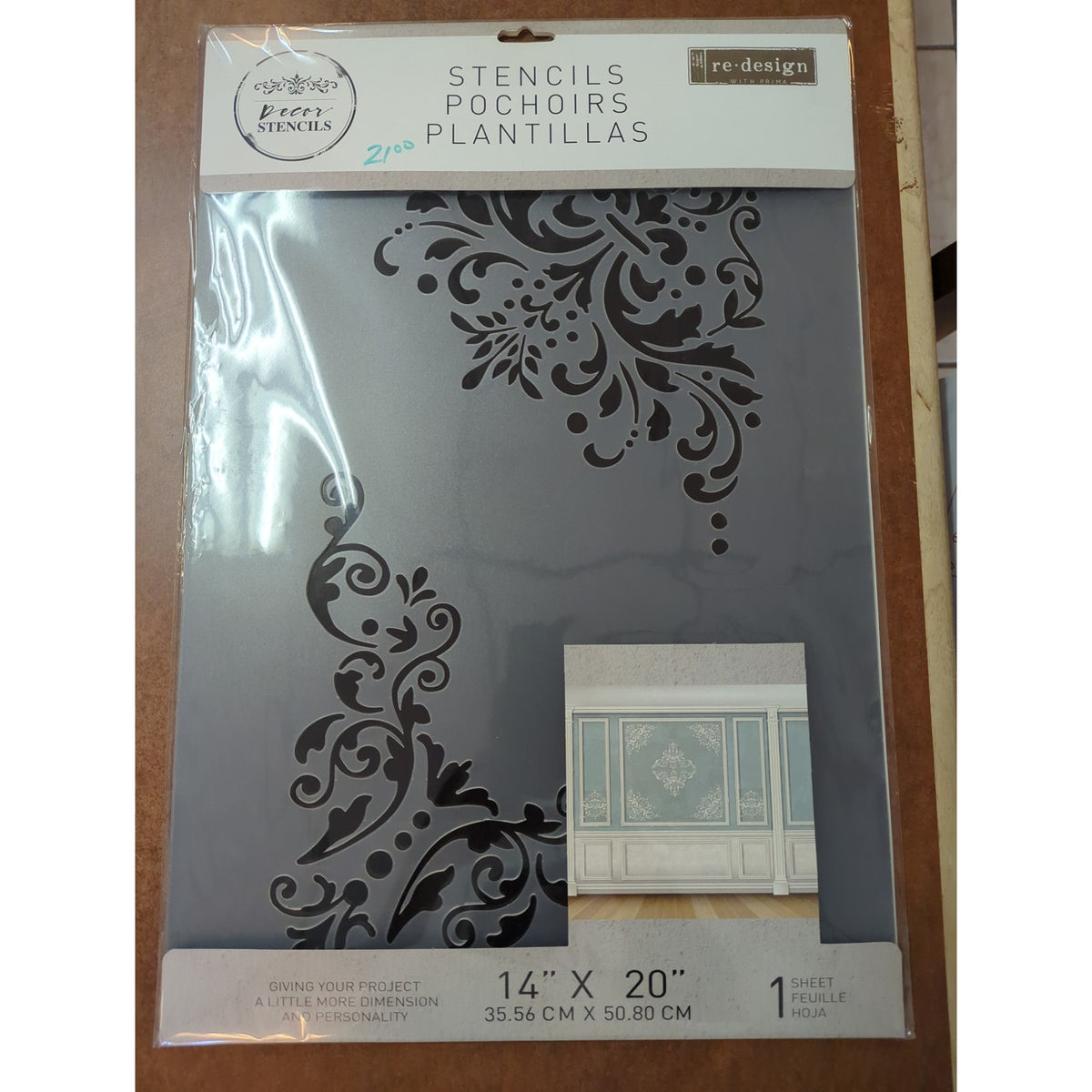 Redesign with Prima "Damask Panels" Silk Screen Stencil