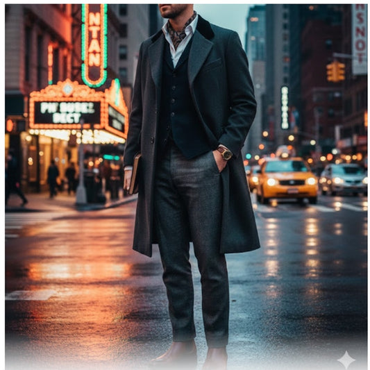 Vintage Abraham & Straus Wool BLEND Pea Coat Mens 39 LONG BLACK herringbone