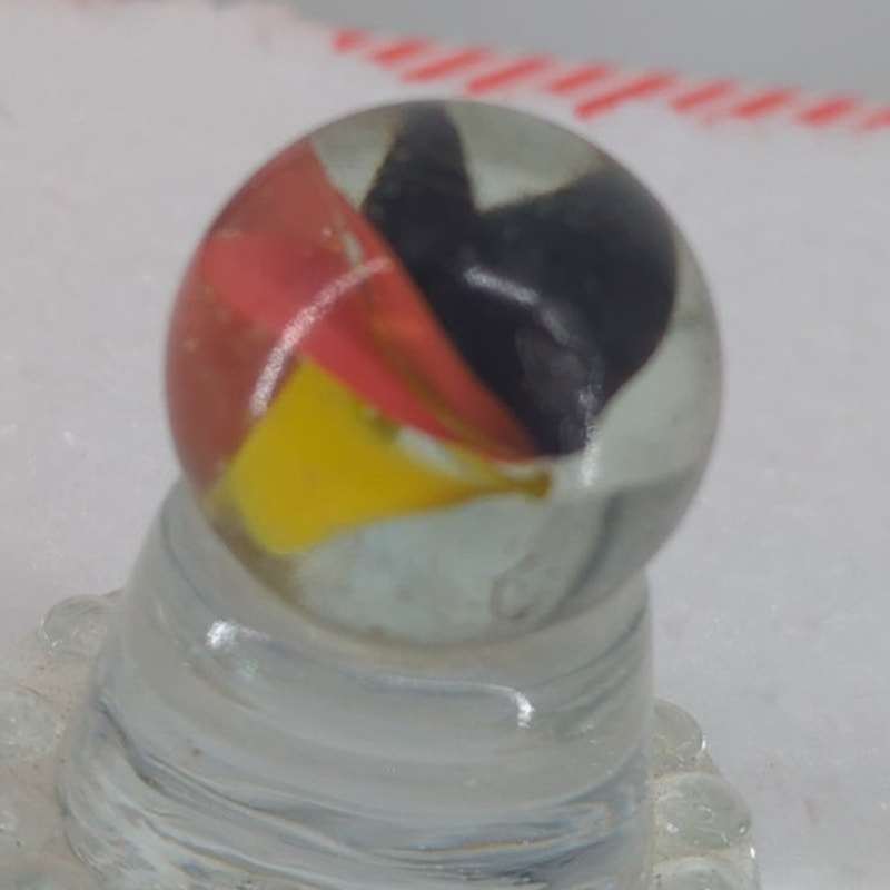 Vintage Peltier NLR Clown Rainbo Marble 1" Shooter #GBC